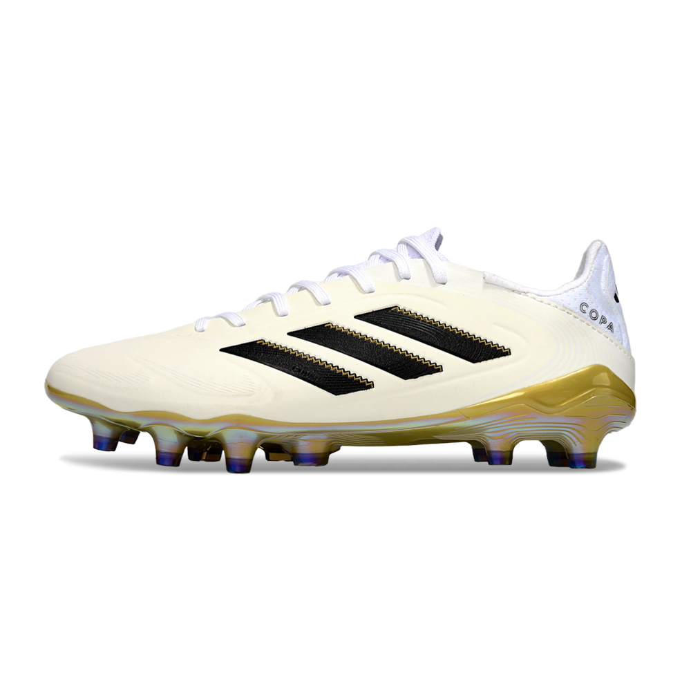 Chuteira Campo Adidas Copa Pure II Elite FG Branco, Preto e Dourado