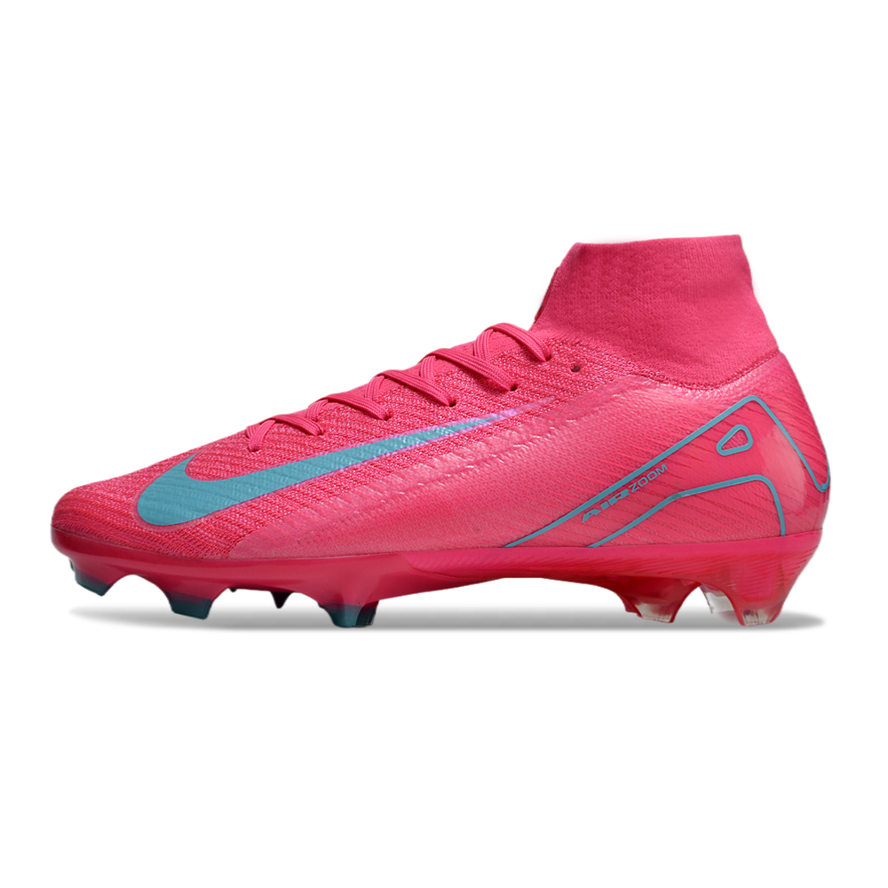 Chuteira Campo Nike Air Zoom Mercurial Superfly 10 Elite FG Rosa Pink e Azul