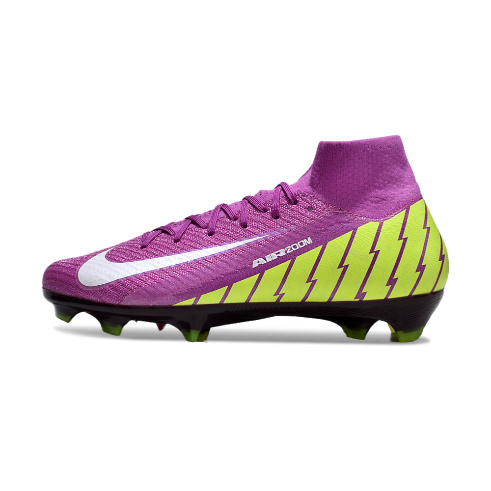 Chuteira Campo Nike Air Zoom Mercurial Superfly 10 Elite FG Roxa e Verde