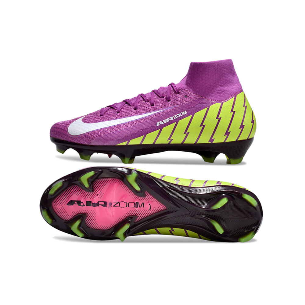 Chuteira Campo Nike Air Zoom Mercurial Superfly 10 Elite FG Roxa e Verde