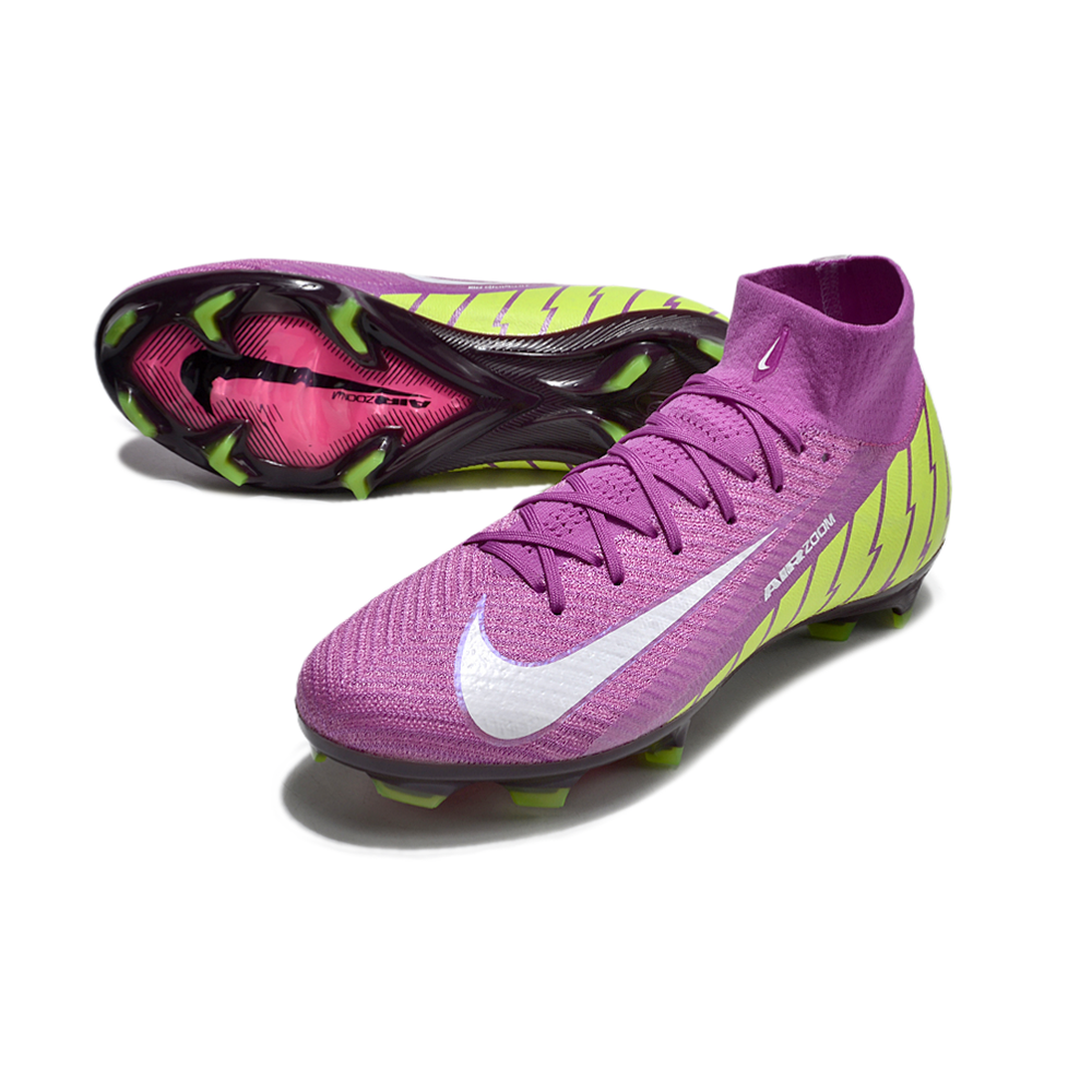 Chuteira Campo Nike Air Zoom Mercurial Superfly 10 Elite FG Roxa e Verde
