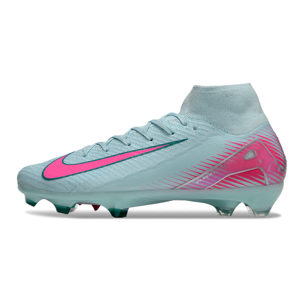 Chuteira Campo Nike Air Zoom Mercurial Superfly 10 Elite FG Verde e Rosa