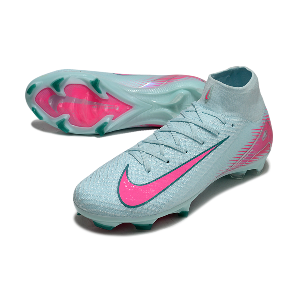 Chuteira Campo Nike Air Zoom Mercurial Superfly 10 Elite FG Verde e Rosa
