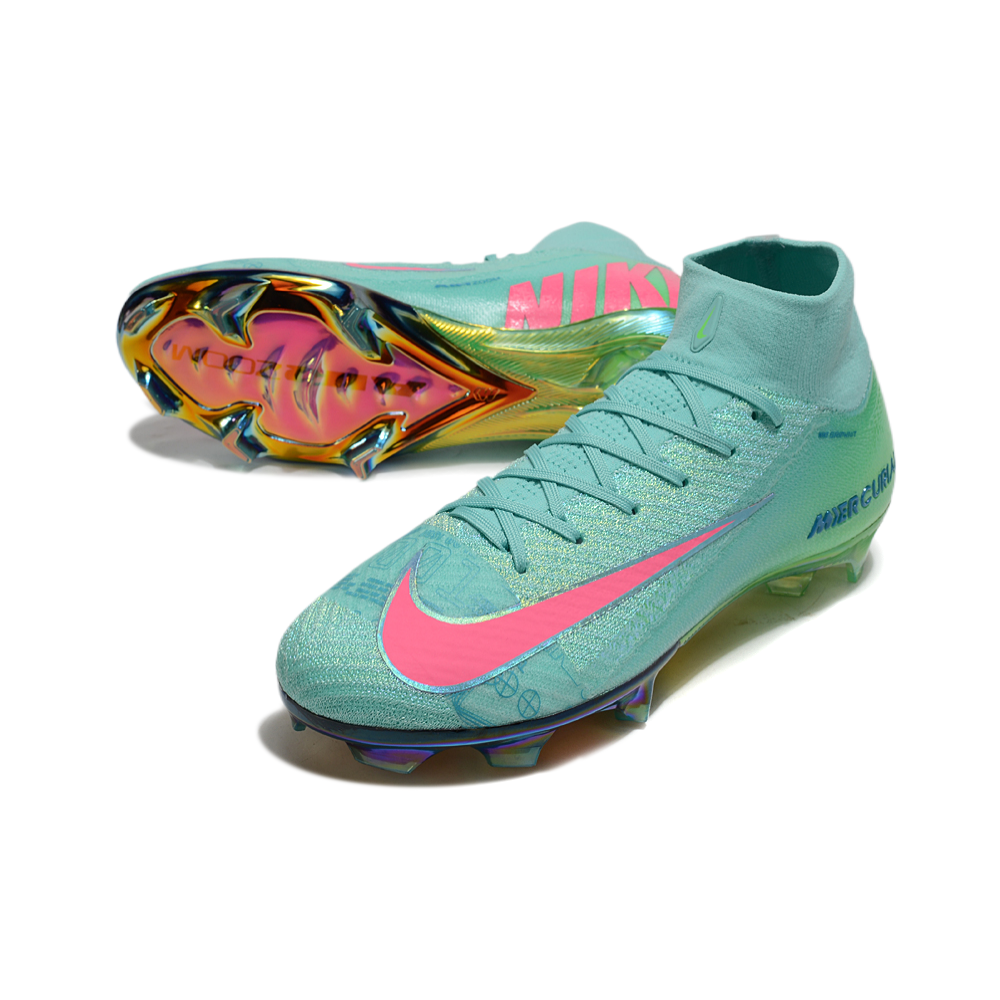 Chuteira Campo Nike Air Zoom Mercurial Superfly 10 Elite FG Verde e Rosa 