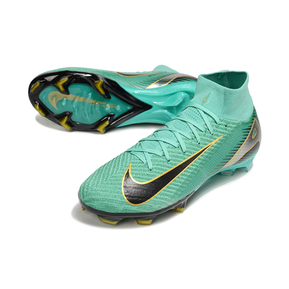 Chuteira Campo Nike Air Zoom Mercurial Superfly 10 Elite FG Verde, Preto e Dourado